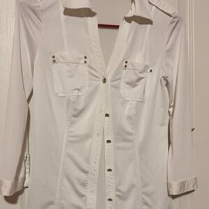 Cache White Button-Up Blouse